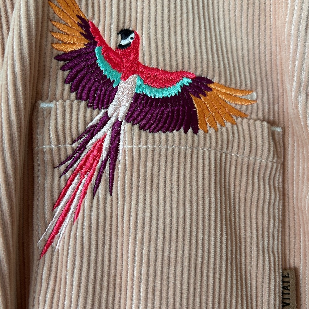 Embroidered Corduroy Jacket - Light Rose - Picture 3 of 7